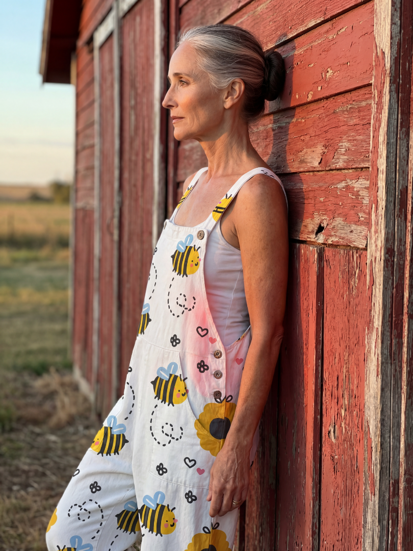 Maris | Bee &amp; Floral Print Wide-Leg Jumpsuit in White