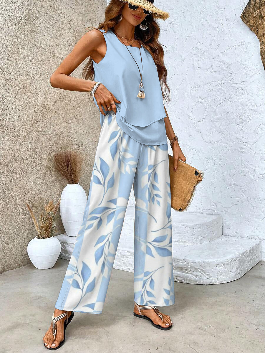 Averie | Layered Top &amp; Wide-Leg Trousers Set
