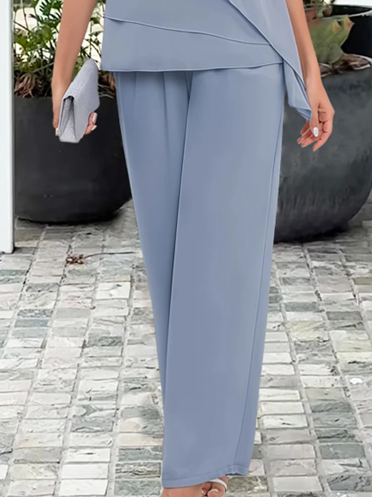 Seren | Chiffon Layered Top &amp; Straight Trousers Set