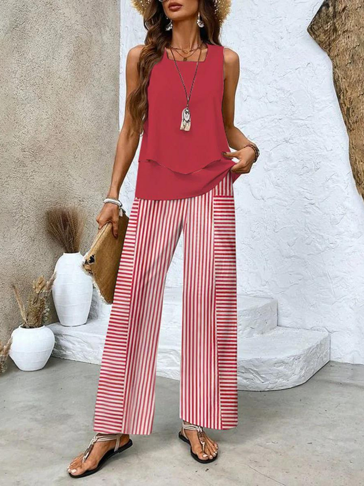 Averie | Layered Top &amp; Wide-Leg Trousers Set