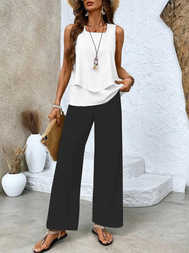 Averie | Layered Top &amp; Wide-Leg Trousers Set