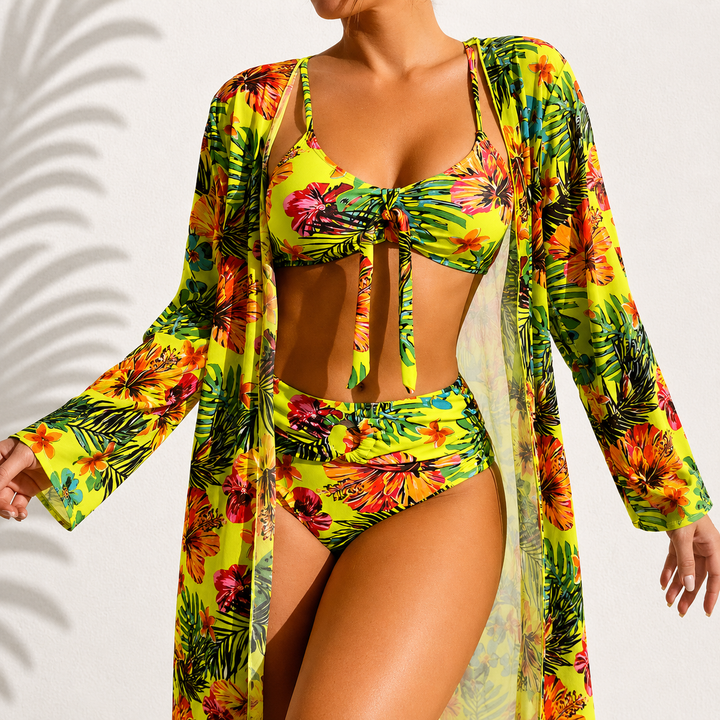Marie | Tropical three-piece bikini