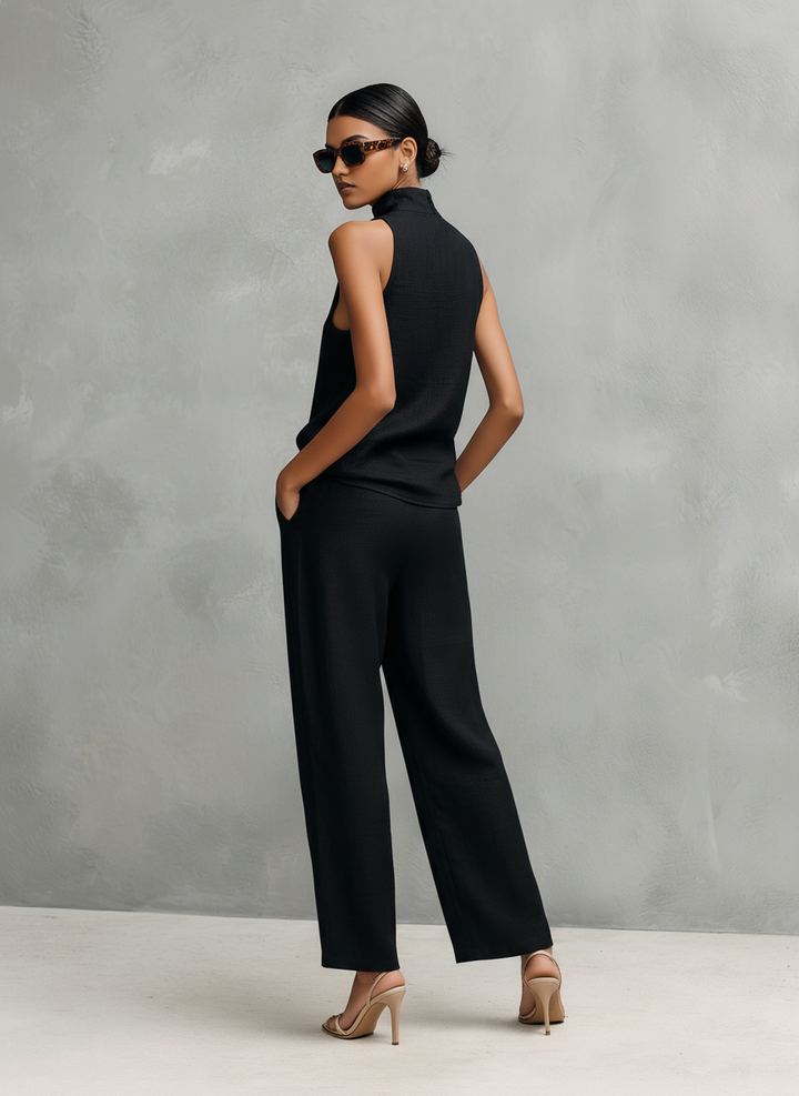 FEDERICA | Elegant Linen Two-Piece Set with Round Neck