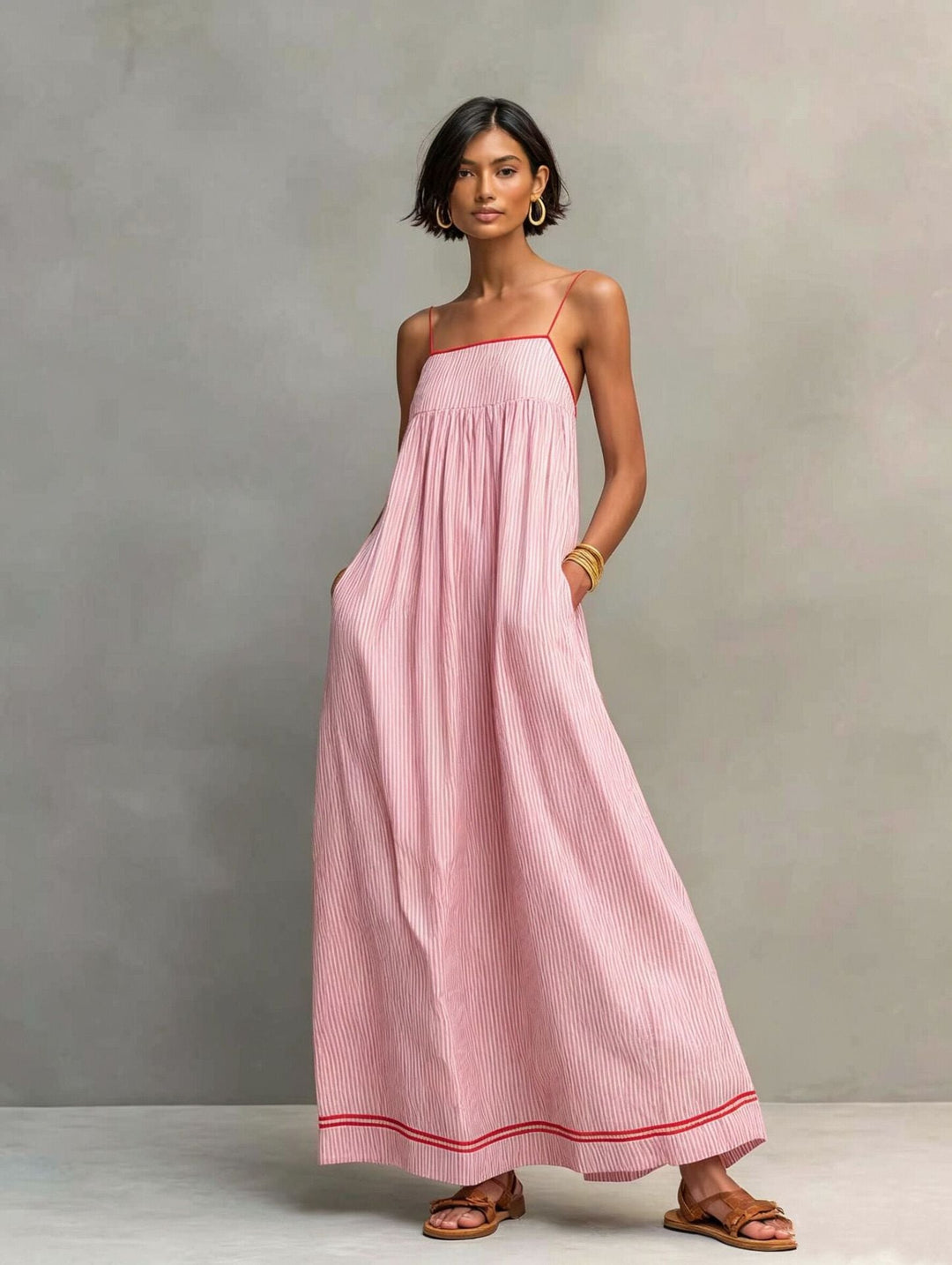 Elegante vestido largo sin mangas