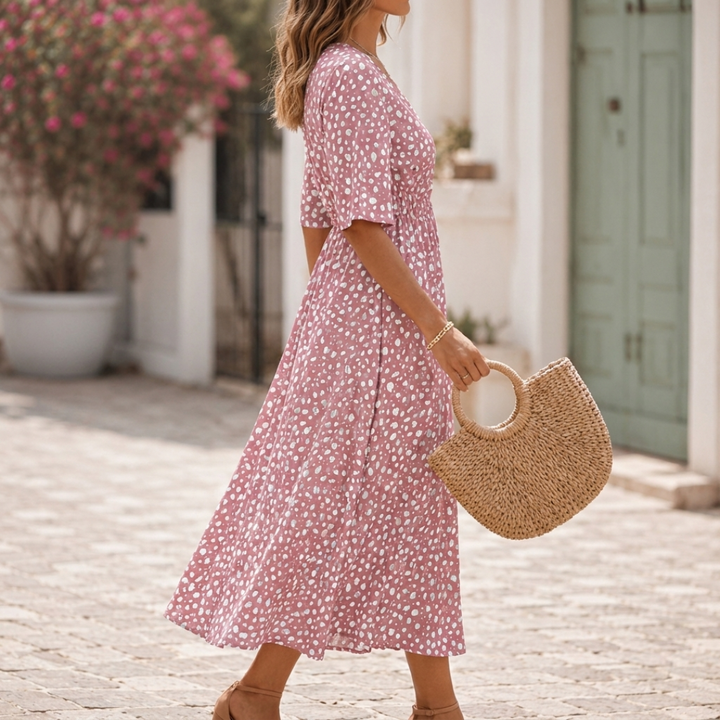 FRANCESCA | Elegant Midi Dress with Tummy Concealing Design