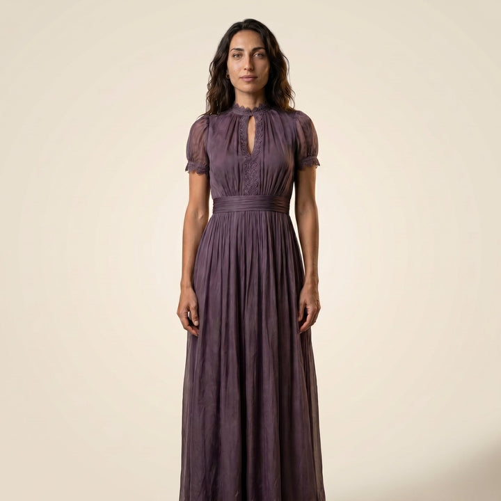 TALAVERA - Elegante vestido largo de gasa vintage