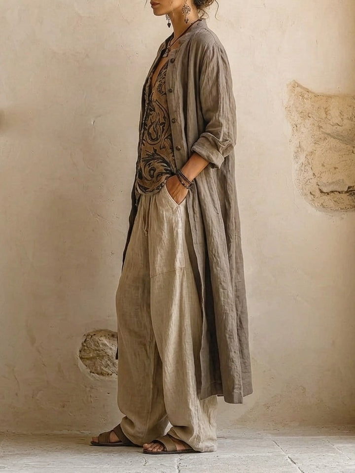 Giulia | Layered Boho Print Top &amp; Wide-Leg Trouser Set