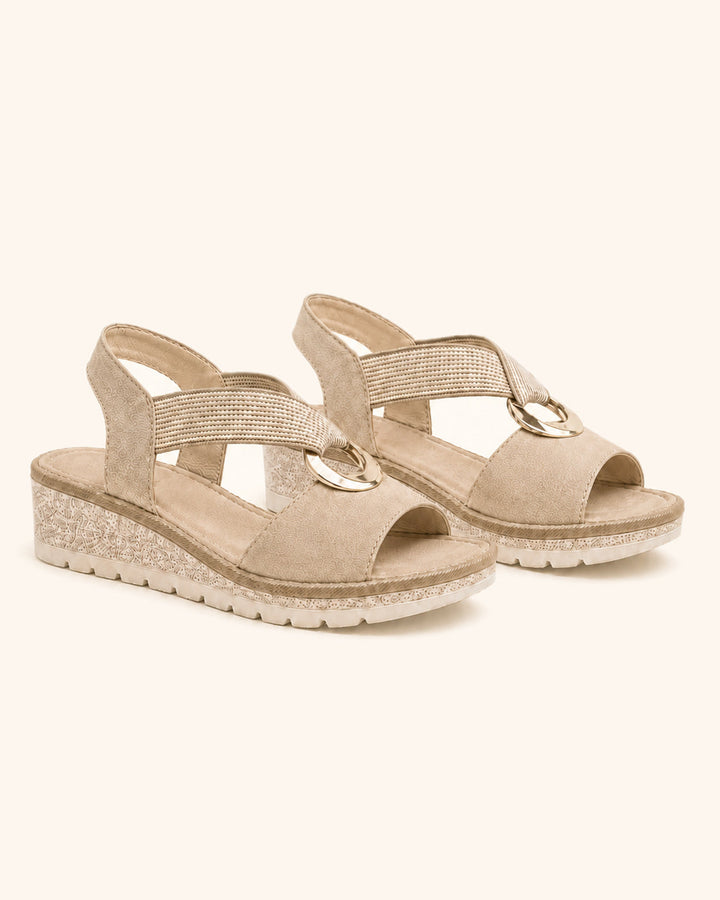 Amelia™ — Sandalias cómodas con suela ortopédica y detalle dorado