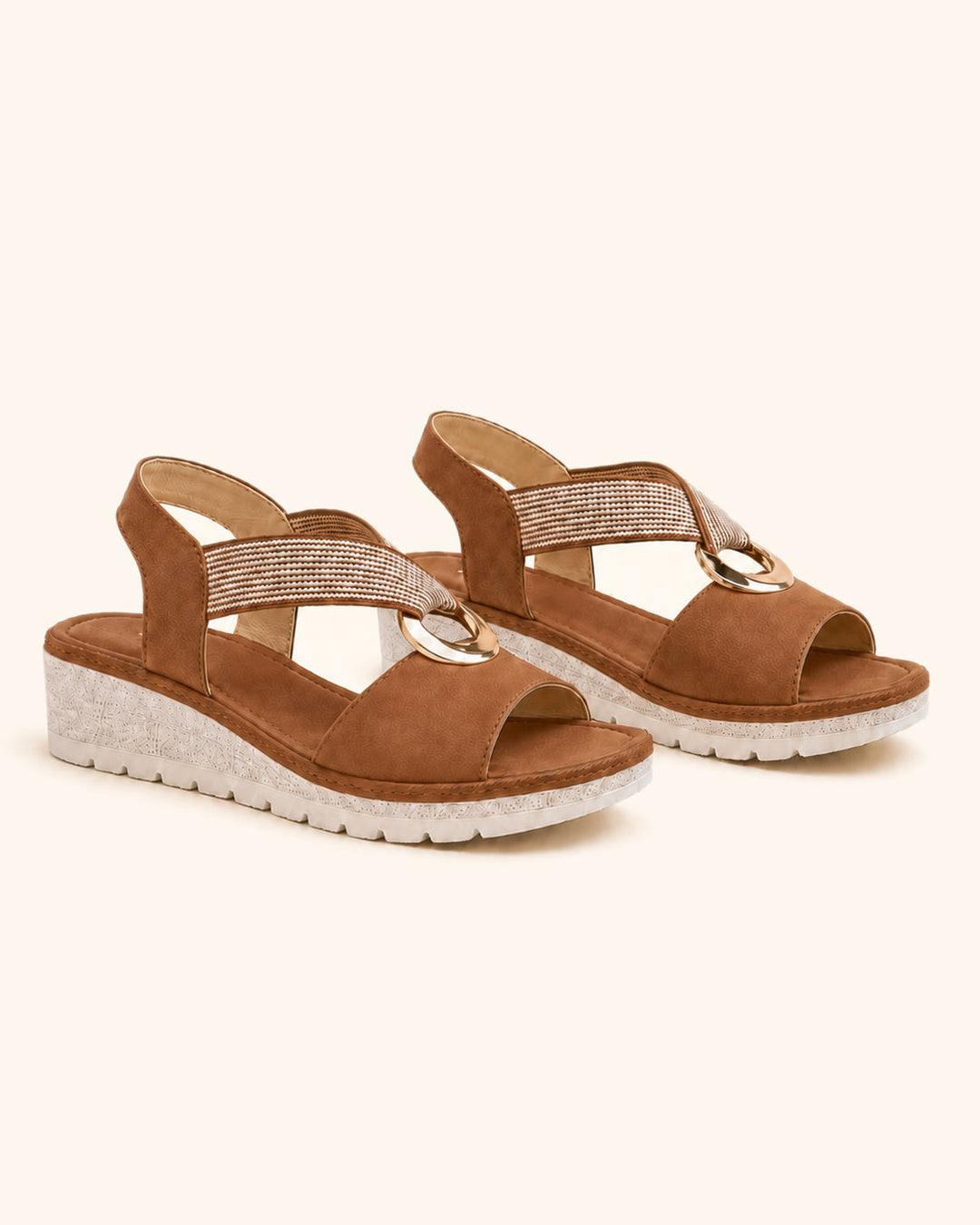 Amelia™ — Sandalias cómodas con suela ortopédica y detalle dorado