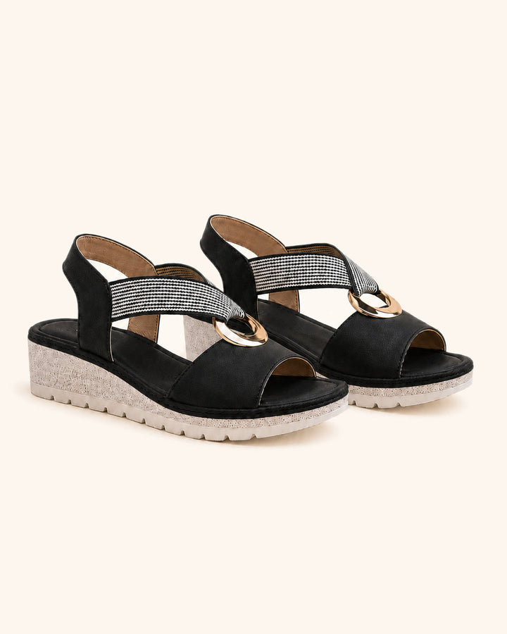 Amelia™ — Sandalias cómodas con suela ortopédica y detalle dorado