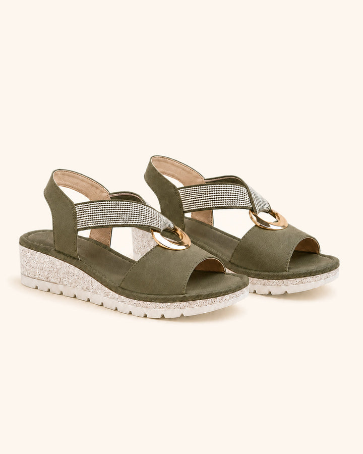Amelia™ — Sandalias cómodas con suela ortopédica y detalle dorado